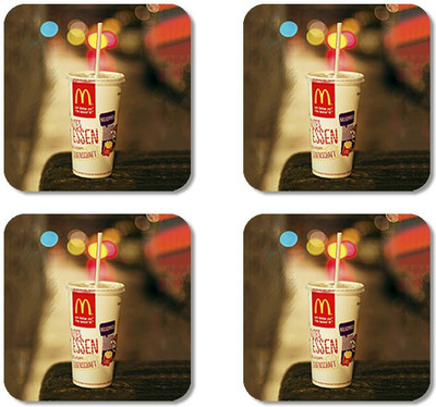 Crackndeal Square Medium Density Fibreboard Coaster Set(Pack of 4), Multicolor