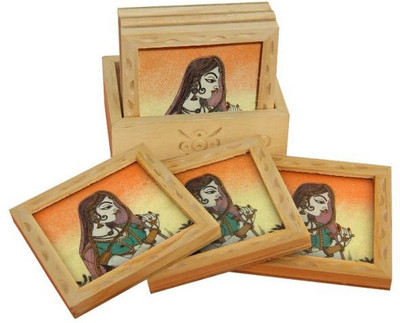53% OFF on Handicrafts Paradise Square Gemstone Coaster Set(Pack of 6)