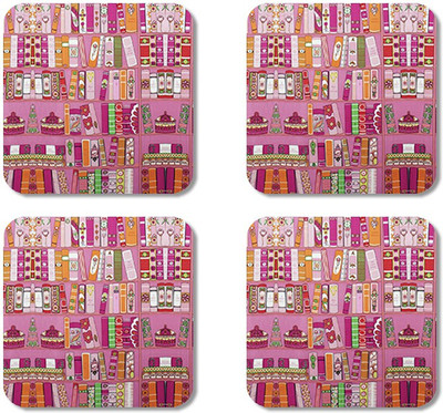 

Crackndeal Square Medium Density Fibreboard Coaster Set(Pack of 4), Multicolor