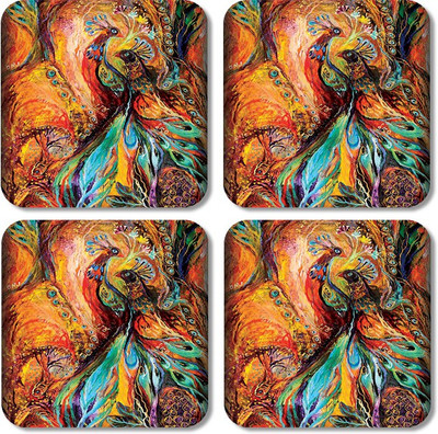 

Crackndeal Square Medium Density Fibreboard Coaster Set(Pack of 4), Multicolor