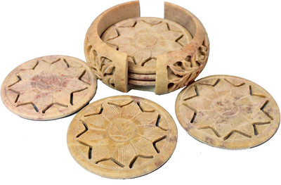 Stonkraft Round Stone Coaster Set(Pack of 6)