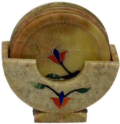 Pooja Creation Round Marble Coaster Set(Pack of 1)