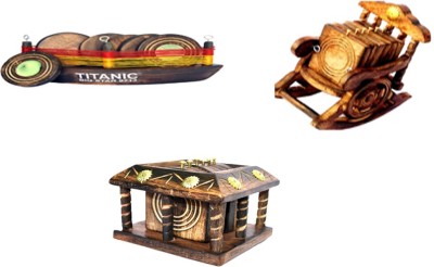 

Craftatoz Square Wood Coaster Set(Pack of 18), Brown