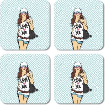 

Crackndeal Square Medium Density Fibreboard Coaster Set(Pack of 4), Multicolor