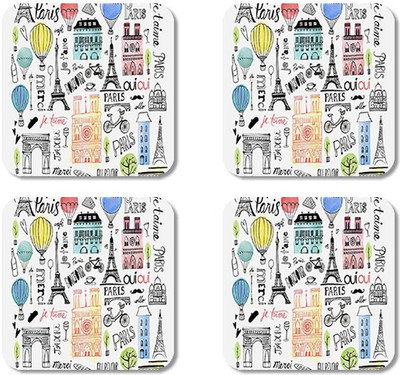 

Crackndeal Square Medium Density Fibreboard Coaster Set(Pack of 4), Multicolor