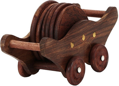 Derien Round Wood Coaster Set(Pack of 6)