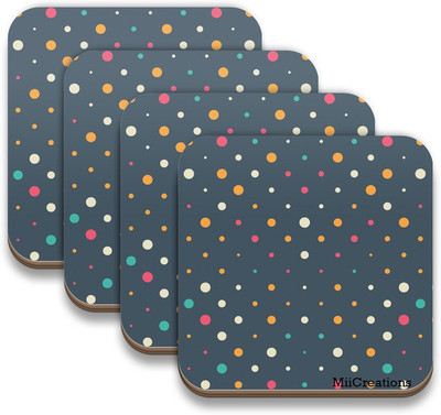 

MiiCreations Square Medium Density Fibreboard Coaster Set(Pack of 4), Multicolor