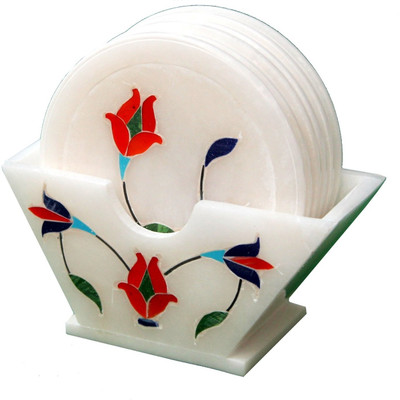 Stonkraft Round Marble Coaster Set(Pack of 6)