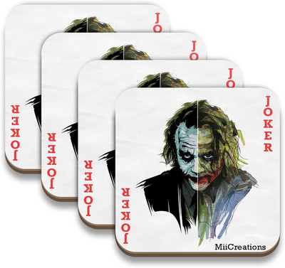 

MiiCreations Square Medium Density Fibreboard Coaster Set(Pack of 4), Multicolor