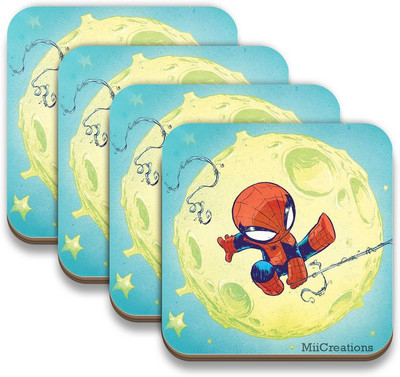 

MiiCreations Square Medium Density Fibreboard Coaster Set(Pack of 4), Multicolor