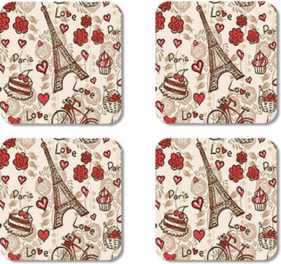 

Crackndeal Square Medium Density Fibreboard Coaster Set(Pack of 4), Multicolor