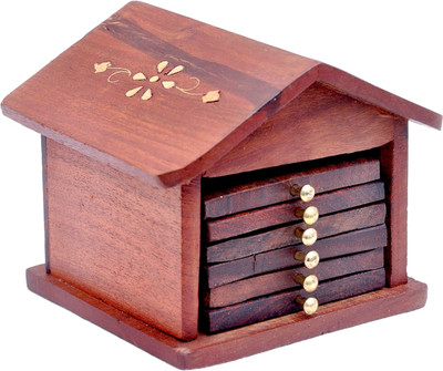 Genius Bird Square Wood Coaster Set(Pack of 6)