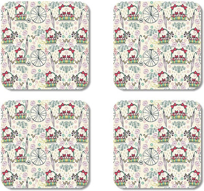 

Crackndeal Square Medium Density Fibreboard Coaster Set(Pack of 4), Multicolor