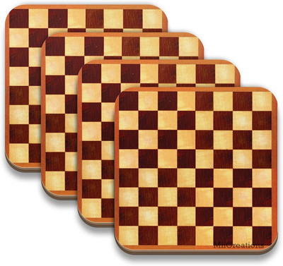 

MiiCreations Square Medium Density Fibreboard Coaster Set(Pack of 4), Multicolor
