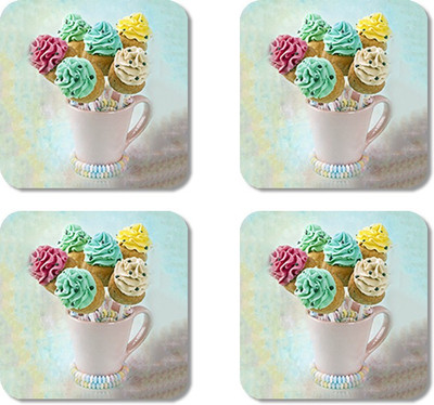 

Crackndeal Square Medium Density Fibreboard Coaster Set(Pack of 4), Multicolor