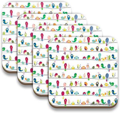 

MiiCreations Square Medium Density Fibreboard Coaster Set(Pack of 4), Multicolor