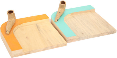 

Ivei Square Wood Coaster Set(Pack of 2), Green;yellow