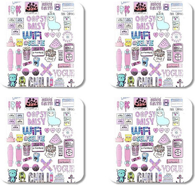 

Crackndeal Square Medium Density Fibreboard Coaster Set(Pack of 4), Multicolor