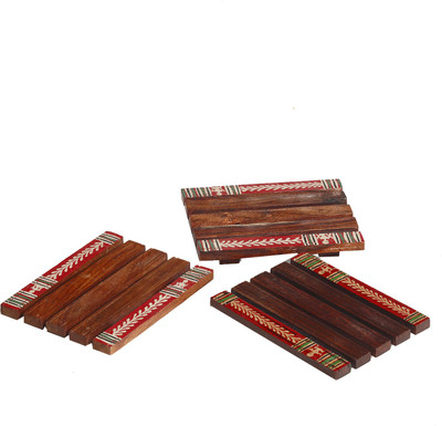 38% OFF on AAPNO RAJASTHAN Square Wood Coaster Set(Pack of 3)