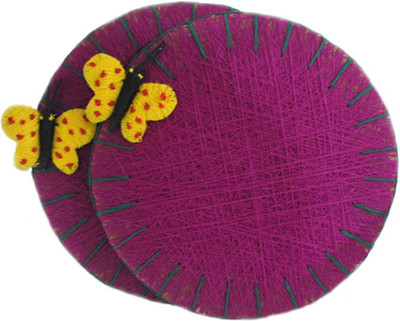 

Sarvsiddhi Round Hardboard Coaster Set(Pack of 2), Multicolor