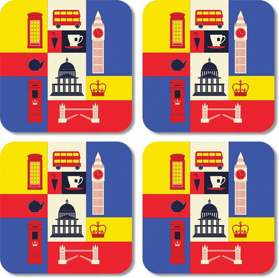

Crackndeal Square Medium Density Fibreboard Coaster Set(Pack of 4), Multicolor