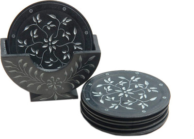 Stonkraft Round Marble Coaster Set(Pack of 6)