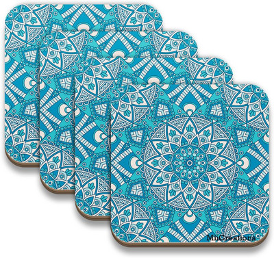 

MiiCreations Square Medium Density Fibreboard Coaster Set(Pack of 4), Multicolor