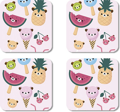 

Crackndeal Square Medium Density Fibreboard Coaster Set(Pack of 4), Multicolor