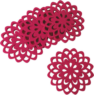 

WhitePavo Round Cotton Coaster Set(Pack of 4), Pink