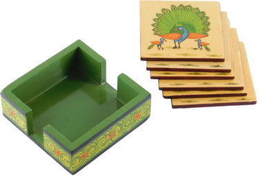 

Chave Square Wood Coaster Set(Pack of 6), Multicolor