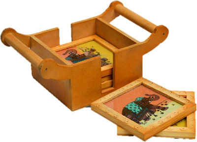 

JaipurCrafts Square Wood, Stone Coaster Set(Pack of 6), Multicolor