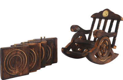 

Miraya Square Wood Coaster Set(Pack of 6), Brown
