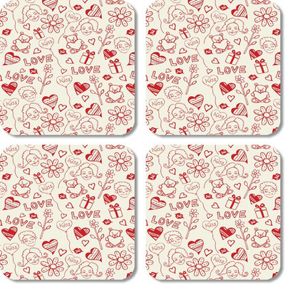 

Crackndeal Square Medium Density Fibreboard Coaster Set(Pack of 4), Multicolor