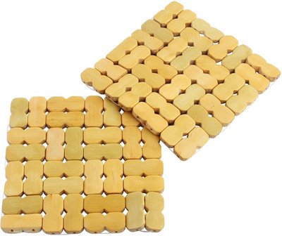 

HOKIPO Square Bamboo Coaster Set(Pack of 2), Beige