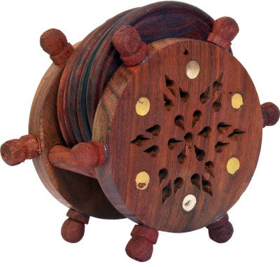 

Craft Trade Round Wood Coaster Set(Pack of 6), Brown