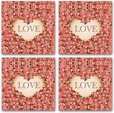 Shoppers Bucket Square Rubber Coaster Set(Pack of 4)