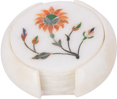 Pooja Creation Round Marble Coaster Set(Pack of 1)