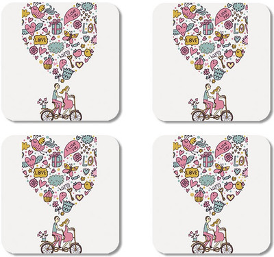 

Crackndeal Square Medium Density Fibreboard Coaster Set(Pack of 4), Multicolor