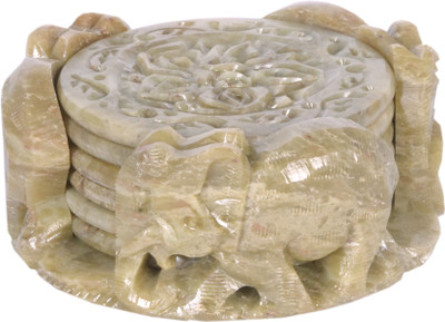 Avinash Handicrafts Round Stone Coaster Set(Pack of 7)