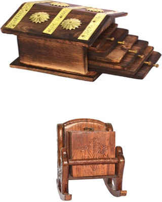 

Craftatoz Square Wood Coaster Set(Pack of 12), Brown