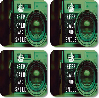 Crackndeal Square Medium Density Fibreboard Coaster Set(Pack of 4), Multicolor
