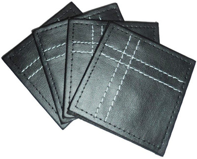 

Amita Home Furnishing Square Leather Coaster(Pack of 4), Black