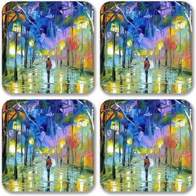 

Crackndeal Square Medium Density Fibreboard Coaster Set(Pack of 4), Multicolor