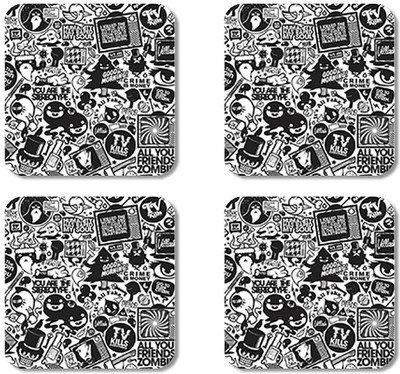 

Crackndeal Square Medium Density Fibreboard Coaster Set(Pack of 4), Multicolor