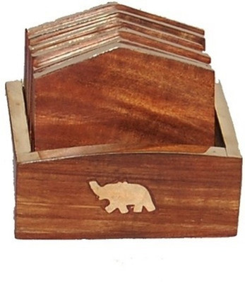 

Craftatoz Triangle Wood Coaster Set(Pack of 6), Brown