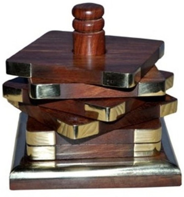 

Craftatoz Square Wood Coaster Set(Pack of 6), Brown