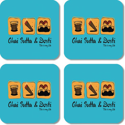 

Crackndeal Square Medium Density Fibreboard Coaster Set(Pack of 4), Multicolor