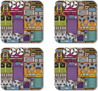 

Crackndeal Square Medium Density Fibreboard Coaster Set(Pack of 4), Multicolor
