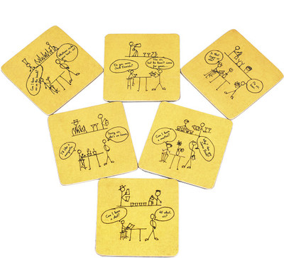 

Poppadum Art Square Medium Density Fibreboard Coaster Set(Pack of 6), Yellow