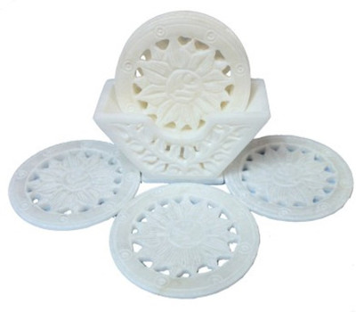 Anshul Fashion Round Marble Coaster Set(Pack of 7)